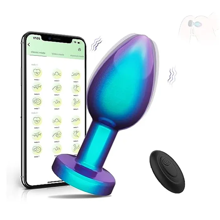 Amovibe Male Sex Toys Vibrating Butt Plug with Metallic Finishing