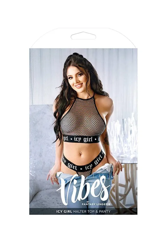 Fantasy Lingerie Vibrators Fantasy Lingerie Vibes Icy Girl Halter Top Panty Silver