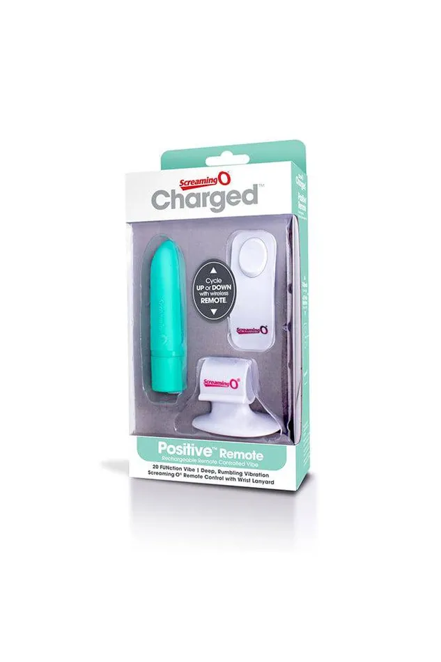 Screaming O Charged Positive Remote Control Bullet Vibrator Mint Green Screaming O Female Sex Toys