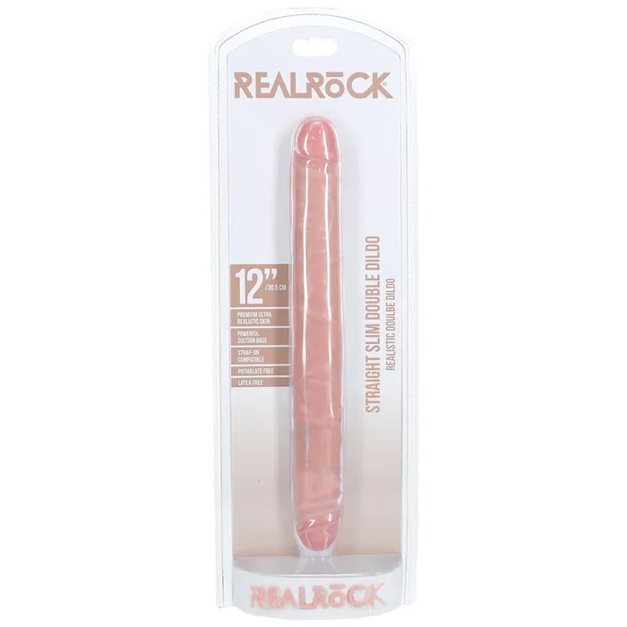 Shots Toys Dildos Shots Real Rock Straight Slim 12 Inch Double Dildo Light