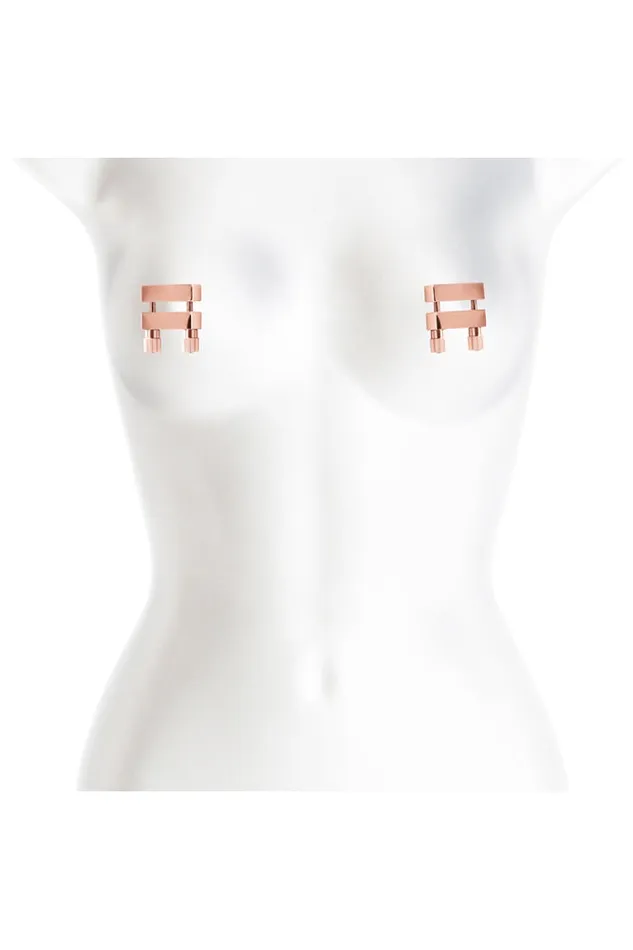 Vibrators NS NOVELTIES NS Novelties Bound Bar Vice Nipple Clamps Rose Gold