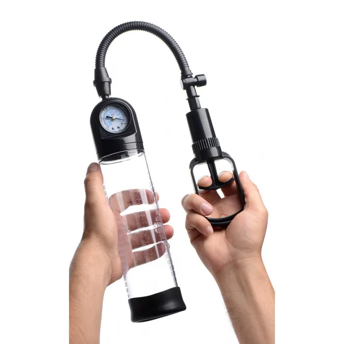 Size Matters Male Sex Toys Trigger Penis Pump with Builtin Pressure Gauge