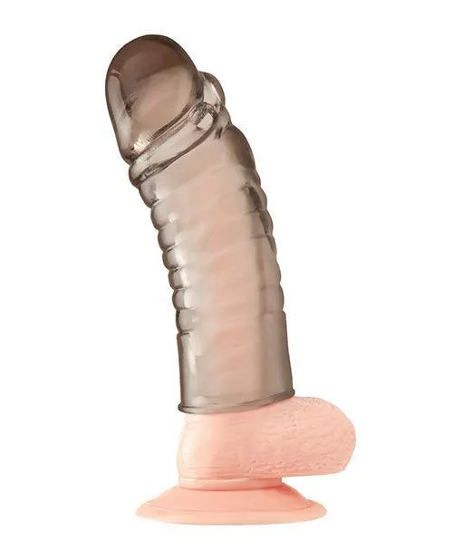 Electric Eel INC Blue Line C B 6 Ribbed Realistic Penis Enhancing Sleeve Extension Smoke Male Sex Toys