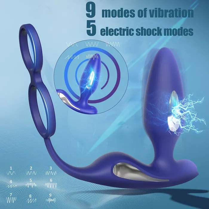 Lightning 9 Frenquencies Vibration 5 Electric Shock Modes Butt Plug With Remote Controller Anal Plug propinkup Male Sex Toys