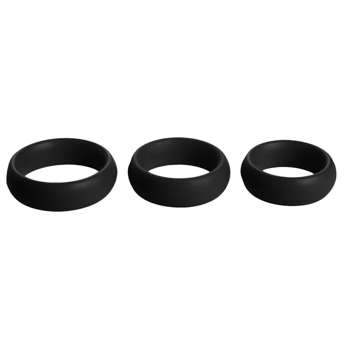 Male Sex Toys Master Series 3 Piece Silicone Cock Ring Set Black