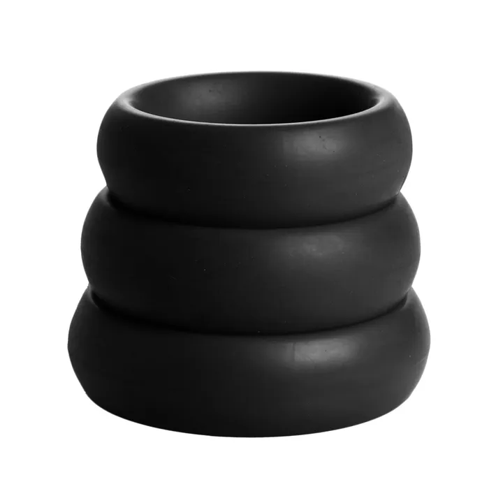 Male Sex Toys Master Series 3 Piece Silicone Cock Ring Set Black