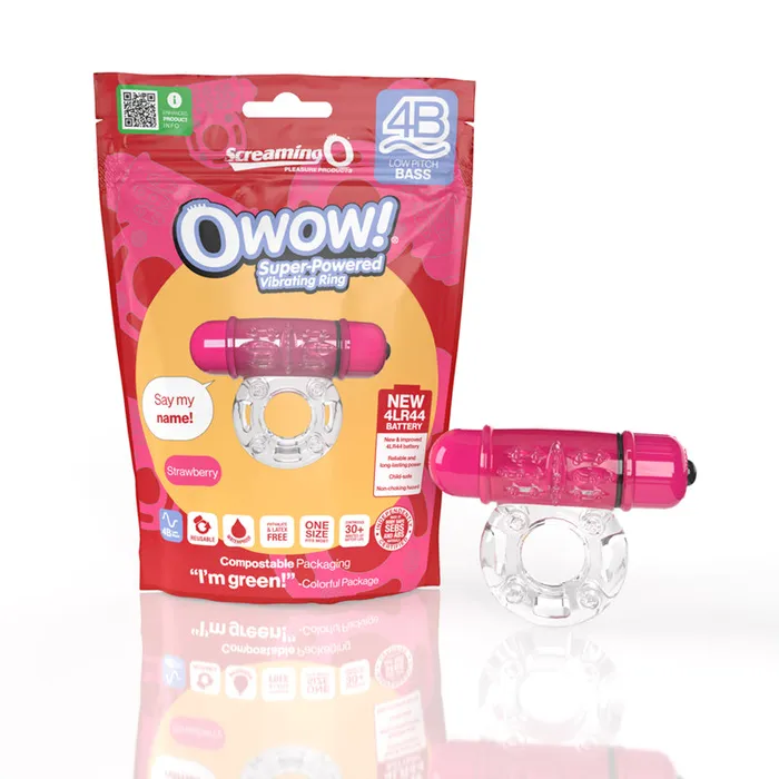 Screaming O Female Sex Toys Screaming O 4B OWow Vibrating Cockring Strawberry Screaming O Female Sex Toys Screaming O 4B OWow Vibrating Cockring Strawberry