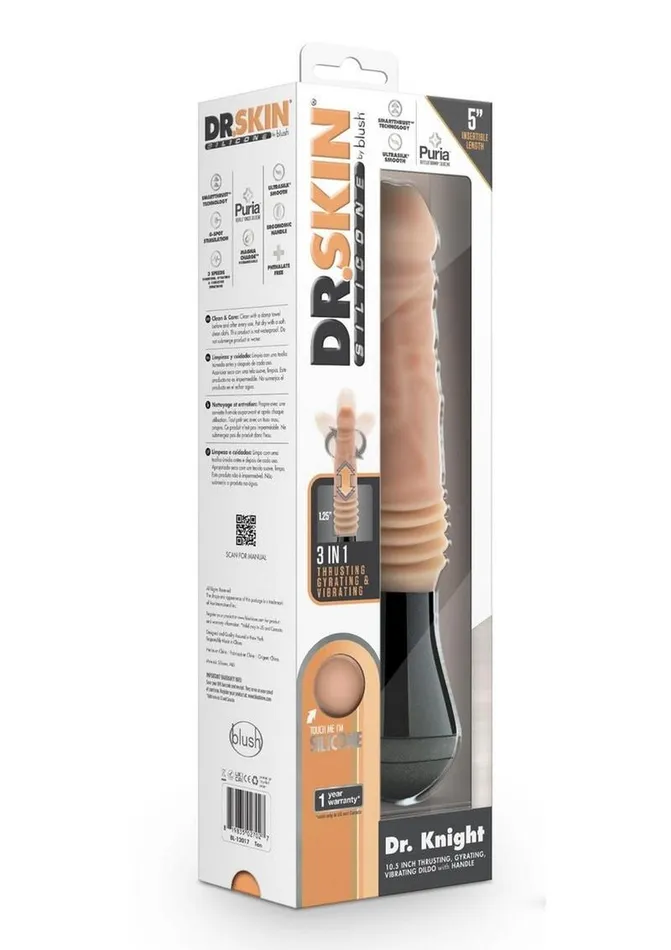 Dr Skin Silicone Dr Knight Rechargeable Thrusting Gyrating Vibrating Dildo Dr Skin Female Sex Toys