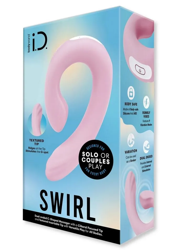 Female Sex Toys Bodywand Id Swirl Rechargeable Silicone Vibrator with Clitoral Stimulator Bodywand