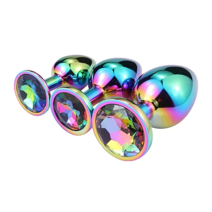 Female Sex Toys Love Plugs Jeweled Rainbow Set 3 Piece
