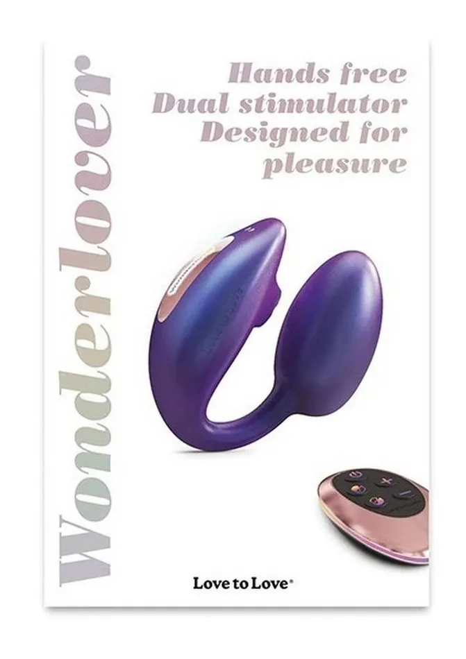 Female Sex Toys Love to Love Love to Love Wonderlover Rechargeable Silicone Dual Vibrator with Remote Iridescent Night