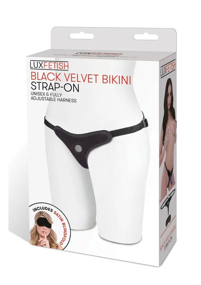 Female Sex Toys Lux Fetish Lux Fetish Velvet Bikini StrapOn Adjustable