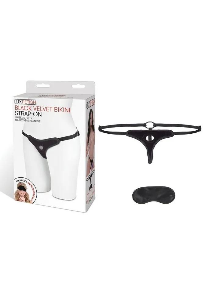 Female Sex Toys Lux Fetish Lux Fetish Velvet Bikini StrapOn Adjustable