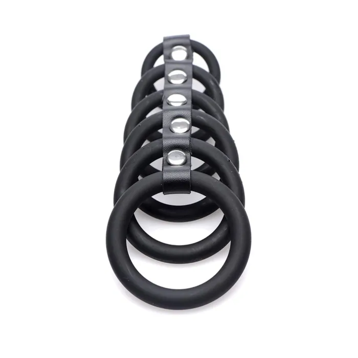 Male Sex Toys Strict 6 Ring Silicone Chastity Device Black Strict