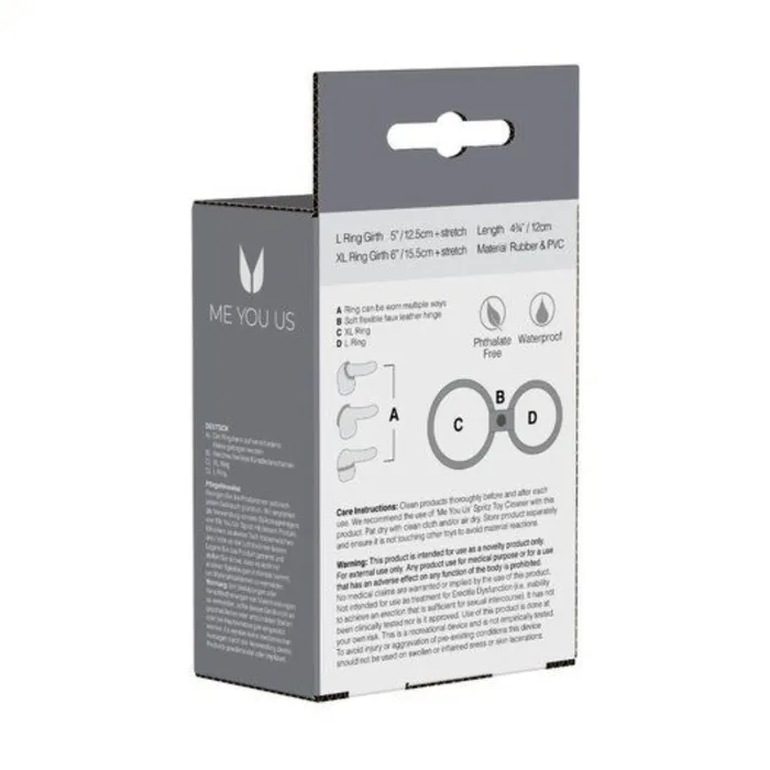 Me You Us Me You Us Dual Ring Double Cock Ring Set Black Couples