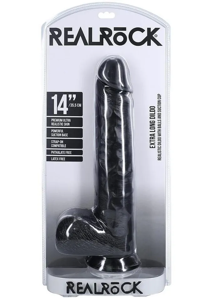 Real Rock Female Sex Toys Realrock Ultra Realistic Skin Extra Large Straight Dildo with Balls and Suction Cup