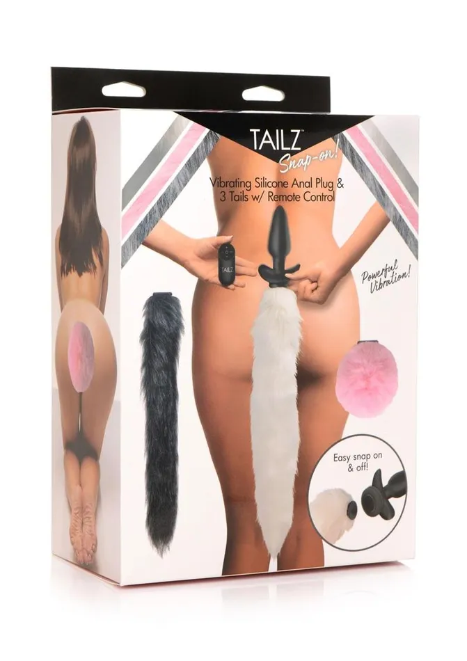 TAILZ Male Sex Toys Tailz Vibrating Rechargeable Silicone Anal Plug and 3 Tails with Remote Control
