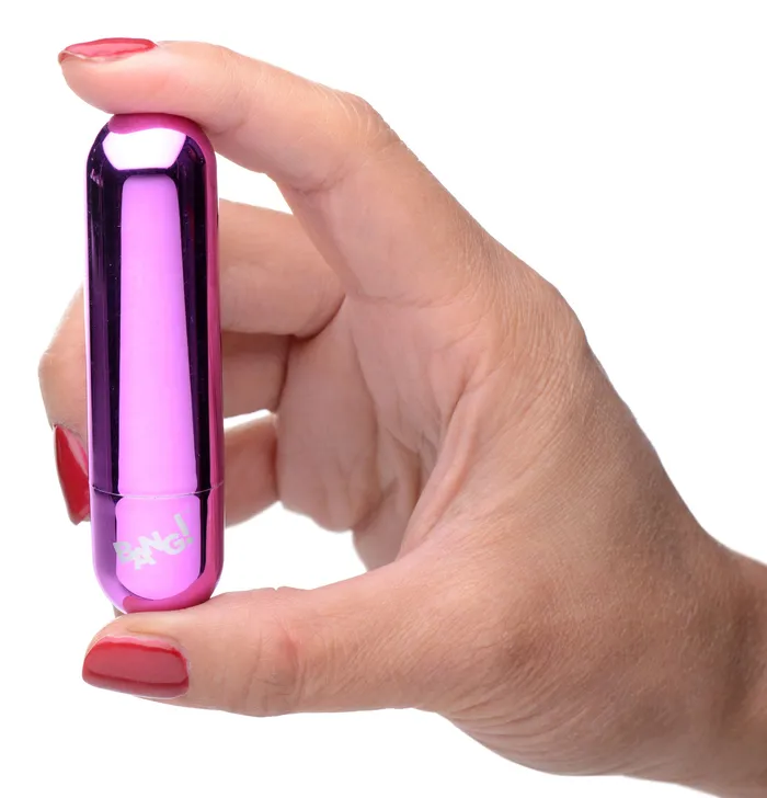 XR Brands Bang Vibrators 10x Rechargeable Vibrating Metallic Bullet Purple XR Brands Bang Vibrators 10x Rechargeable Vibrating Metallic Bullet Purple